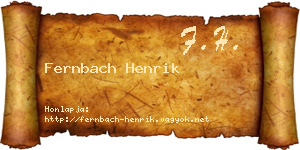 Fernbach Henrik névjegykártya